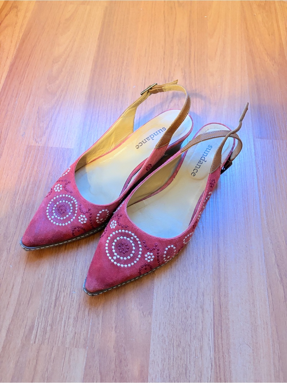 Sundance Red Beaded Pointed-Toe Slingback